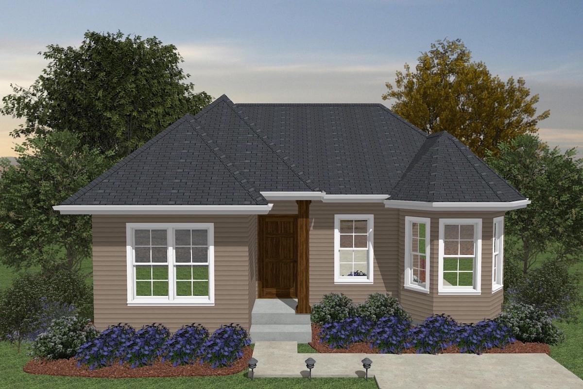 Front elevation of Vacation Homes home (ThePlanCollection: House Plan #203-1024)