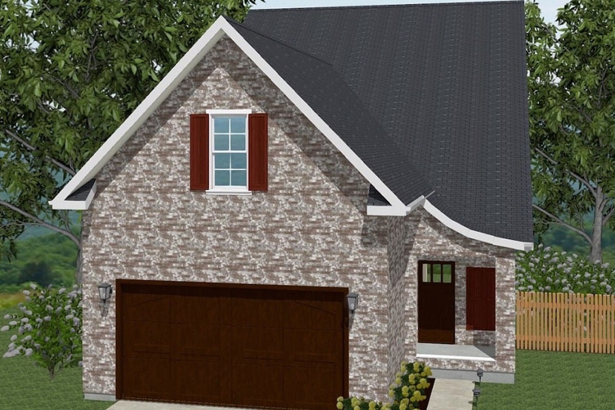 Front elevation of European home (ThePlanCollection: House Plan #203-1025)