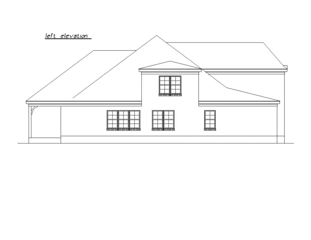 Home Plan Left Elevation of this 3-Bedroom,2199 Sq Ft Plan -203-1026