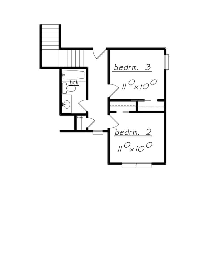 Floor Plan Upper Level of Farmhouse Plan #203-1027