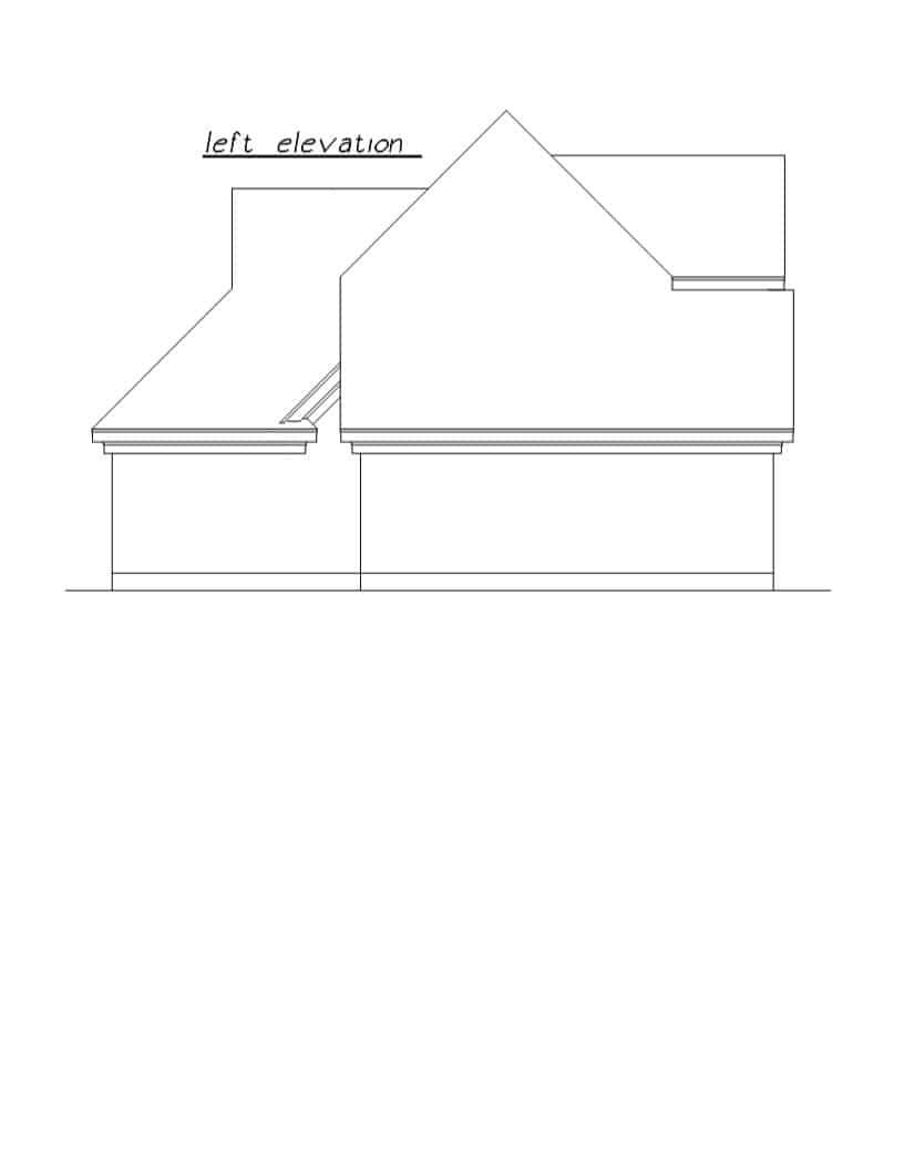 Home Plan Left Elevation of this 3-Bedroom,1379 Sq Ft Plan -203-1027