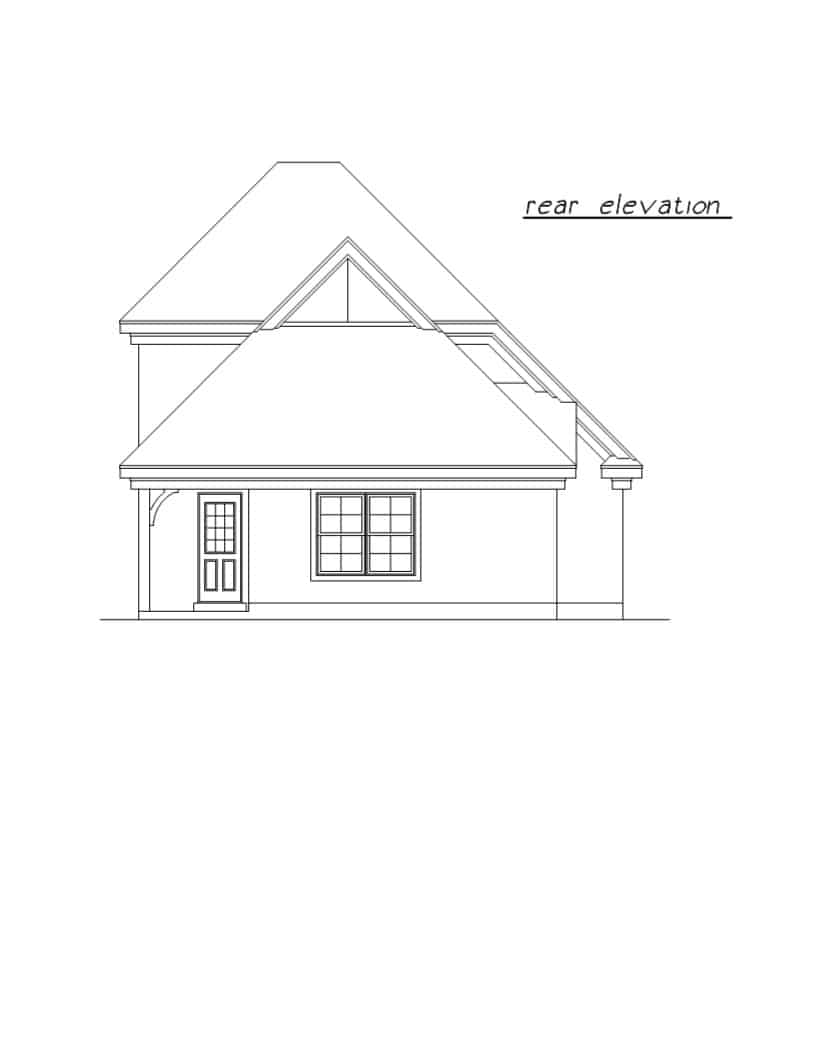 Home Plan Rear Elevation of this 3-Bedroom,1379 Sq Ft Plan -203-1027