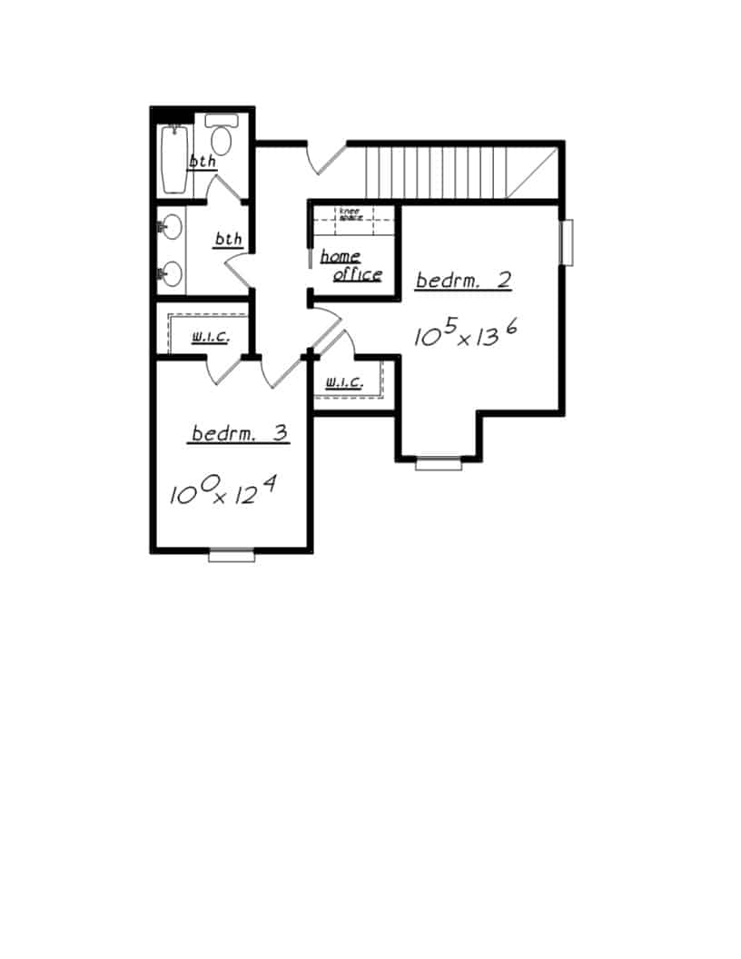 Floor Plan Upper Level of Farmhouse Plan #203-1028