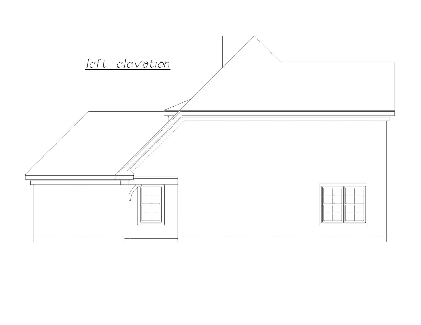 Home Plan Left Elevation of this 3-Bedroom,1500 Sq Ft Plan -203-1028