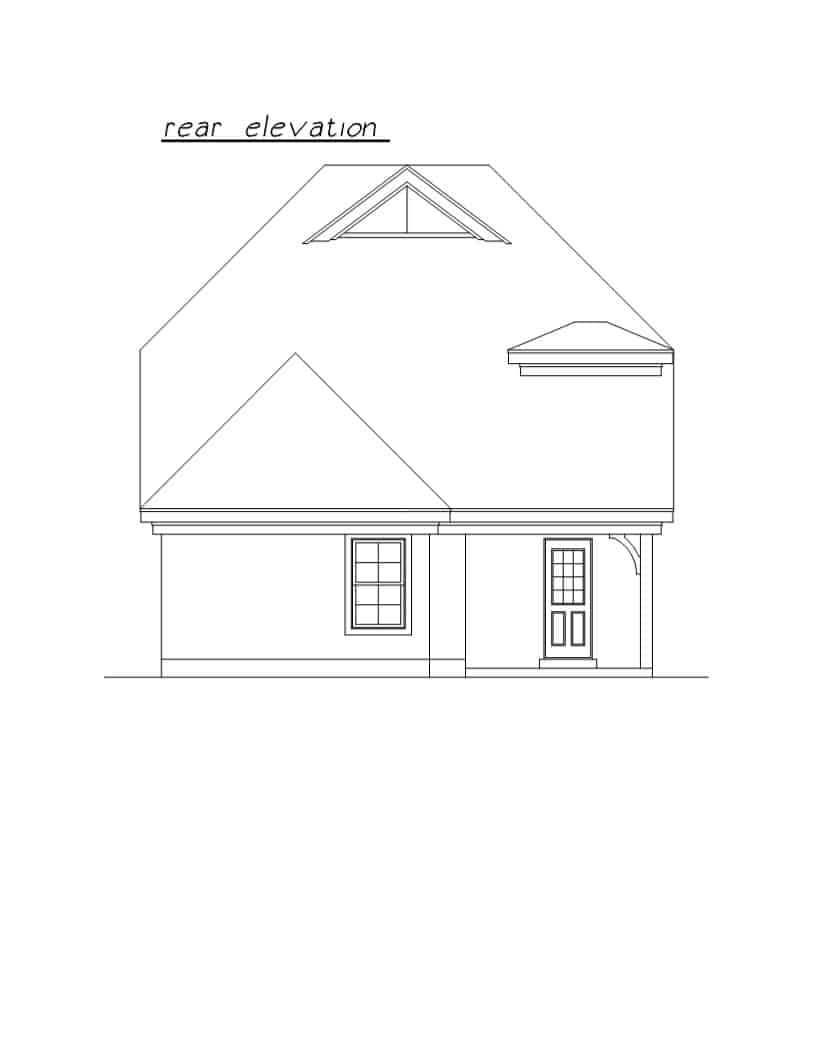 Home Plan Rear Elevation of this 3-Bedroom,1500 Sq Ft Plan -203-1028