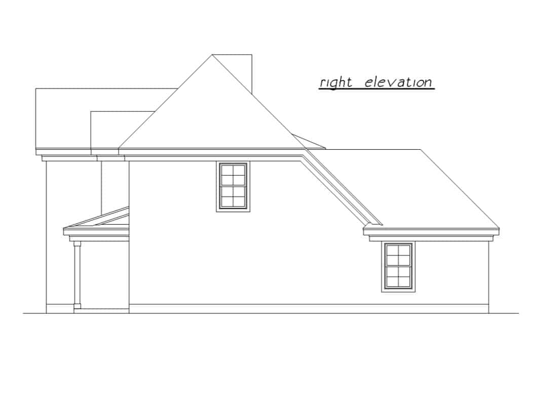 Home Plan Right Elevation of this 3-Bedroom,1500 Sq Ft Plan -203-1028