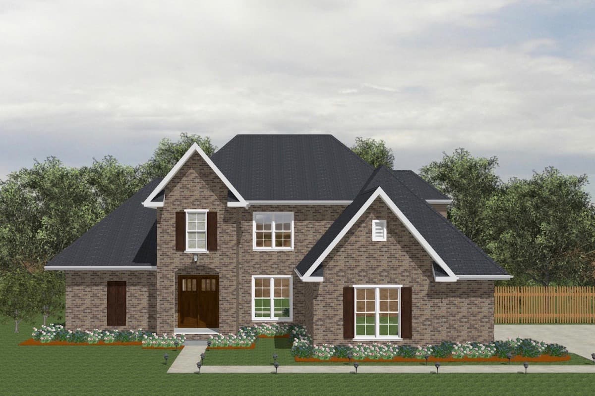 Traditional style home (ThePlanCollection: Plan #203-1029)