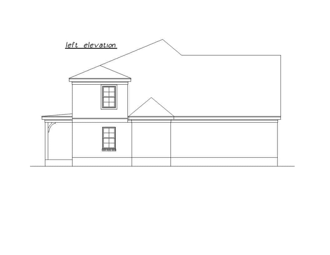 Home Plan Left Elevation of this 3-Bedroom,2407 Sq Ft Plan -203-1030