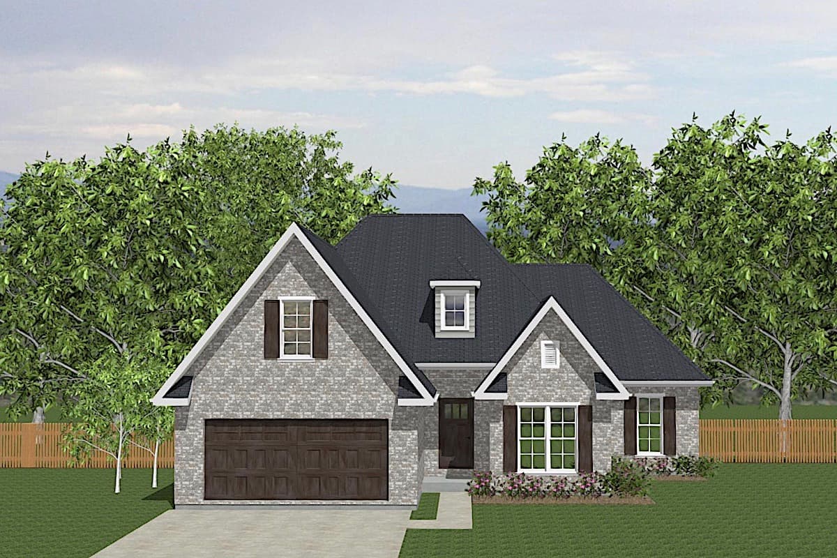 European style home (ThePlanCollection: Plan #203-1030)