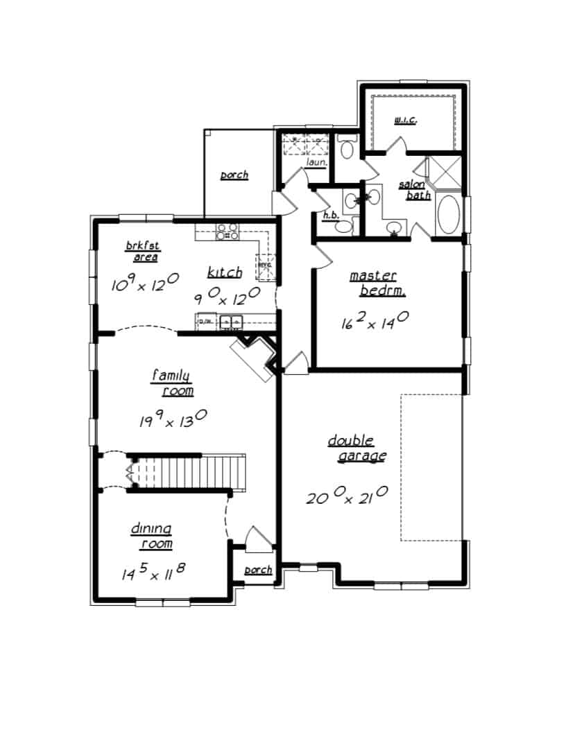 Floor Plan Main Level of European Plan #203-1031