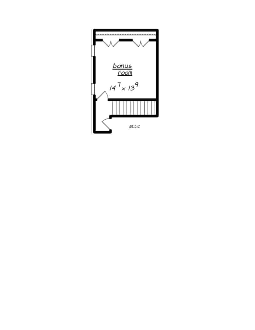 Floor Plan Bonus Room of Acadian Plan #203-1032