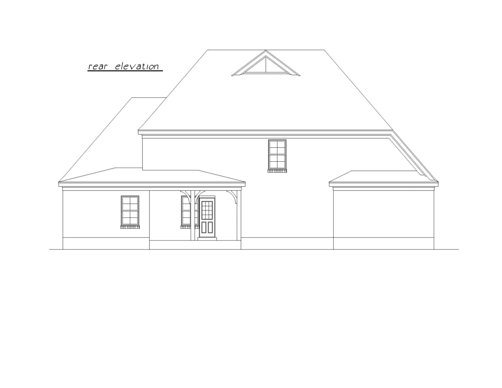 Home Plan Rear Elevation of this 4-Bedroom,1905 Sq Ft Plan -203-1033