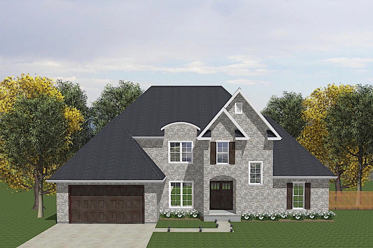 Front elevation of Traditional home (ThePlanCollection: House Plan #203-1033)