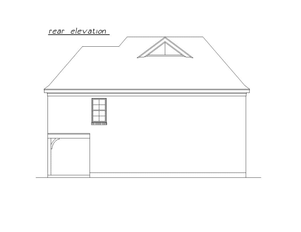 Home Plan Rear Elevation of this 4-Bedroom,1681 Sq Ft Plan -203-1034