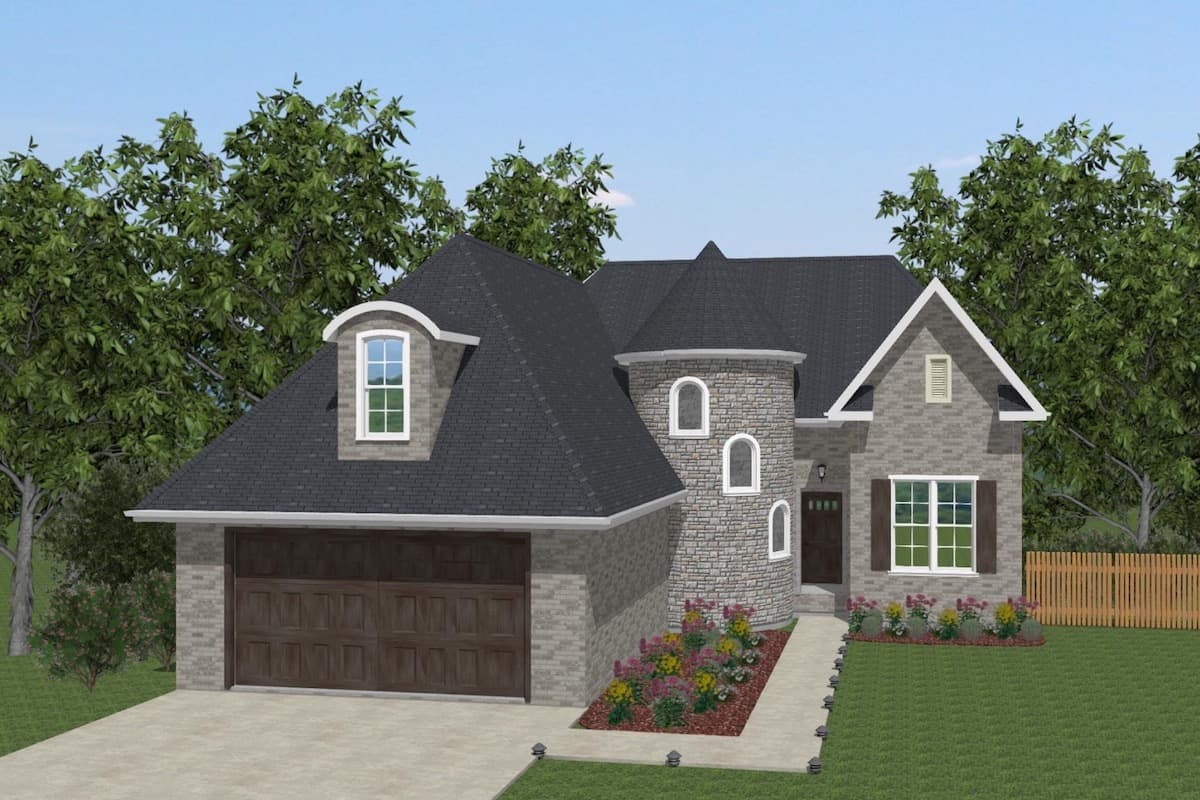 European style home (ThePlanCollection: Plan #203-1035)