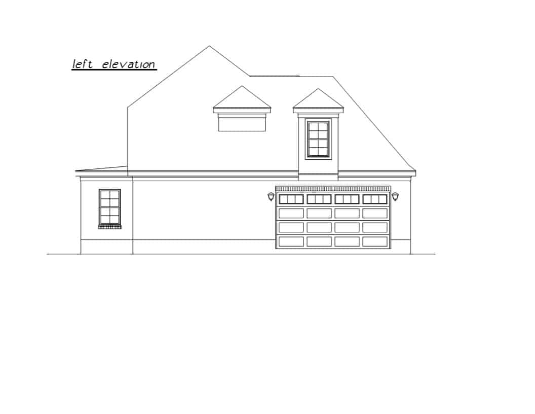 Home Plan Left Elevation of this 3-Bedroom,2200 Sq Ft Plan -203-1036