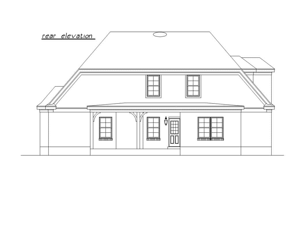 Home Plan Rear Elevation of this 3-Bedroom,2200 Sq Ft Plan -203-1036