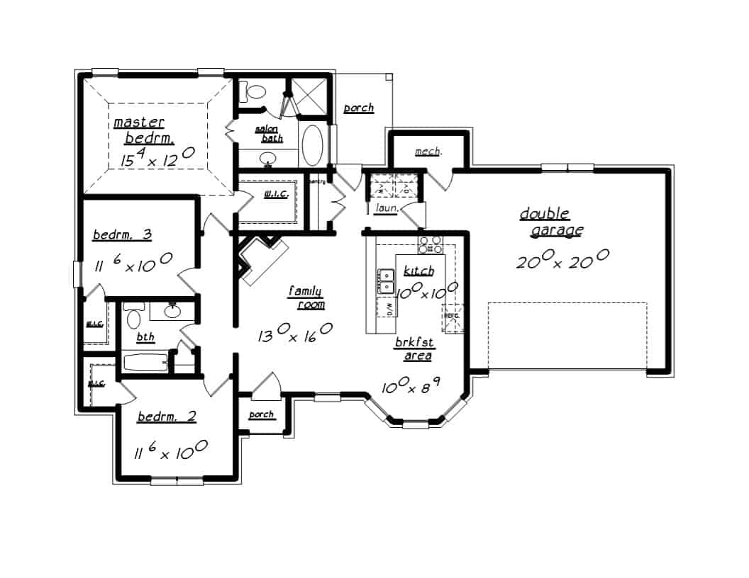 Floor Plan Main Level of Contemporary Plan #203-1038