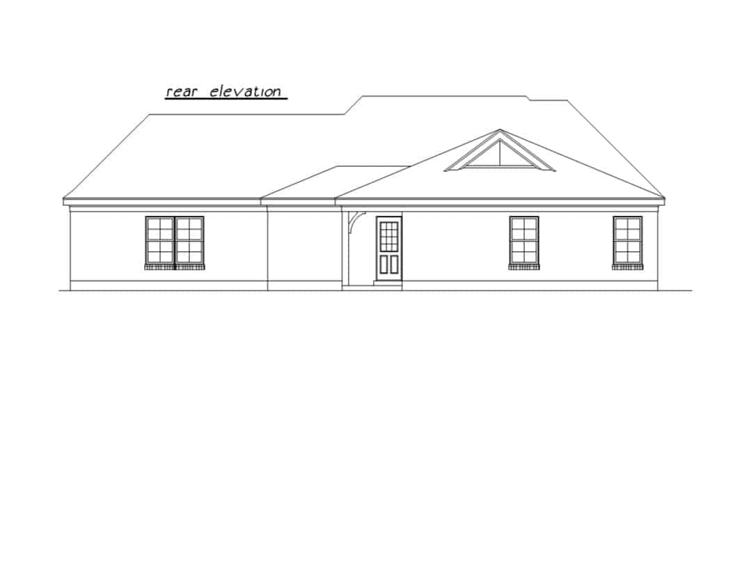 Home Plan Rear Elevation of this 3-Bedroom,1251 Sq Ft Plan -203-1038