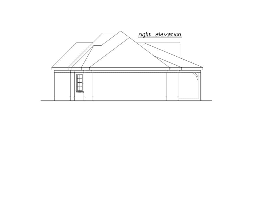Home Plan Right Elevation of this 3-Bedroom,1251 Sq Ft Plan -203-1038