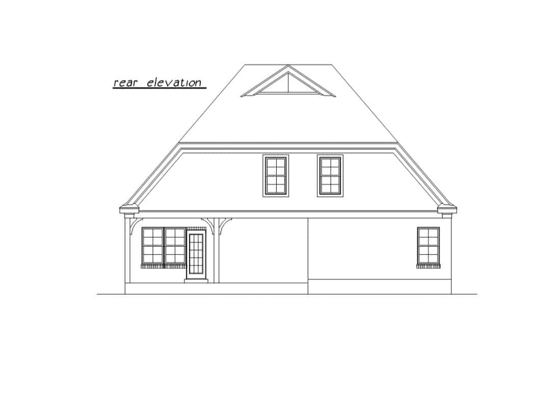 Home Plan Rear Elevation of this 4-Bedroom,1988 Sq Ft Plan -203-1040