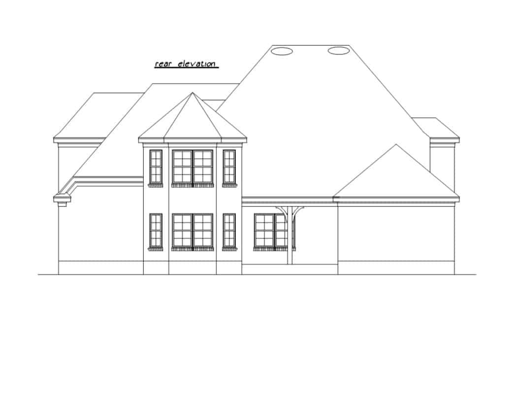 Home Plan Rear Elevation of this 5-Bedroom,2862 Sq Ft Plan -203-1041