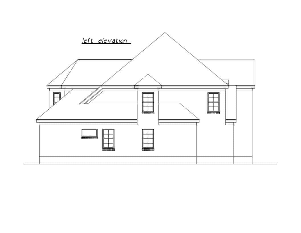 Home Plan Left Elevation of this 5-Bedroom,2862 Sq Ft Plan -203-1041