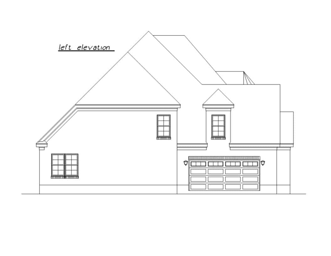 Home Plan Left Elevation of this 4-Bedroom,2640 Sq Ft Plan -203-1042