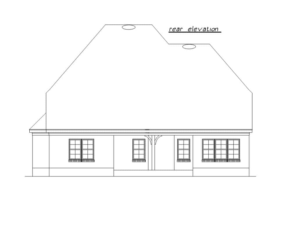 Home Plan Rear Elevation of this 4-Bedroom,2640 Sq Ft Plan -203-1042