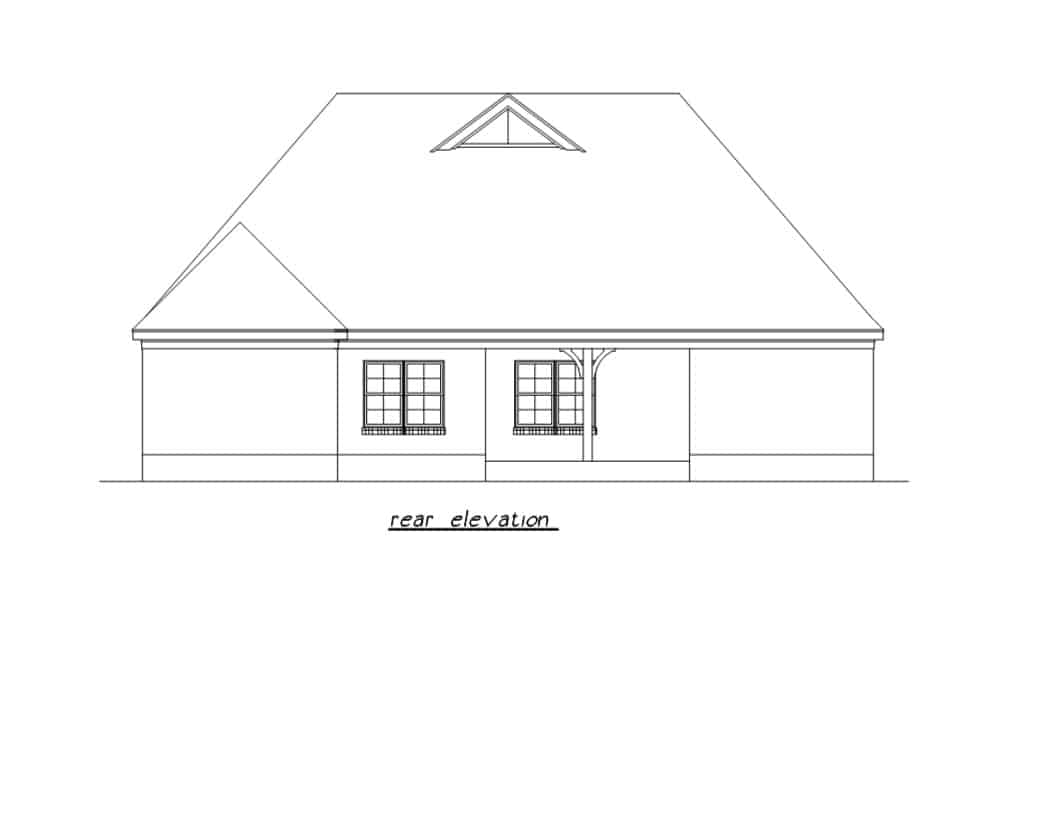 Home Plan Rear Elevation of this 3-Bedroom,1522 Sq Ft Plan -203-1043