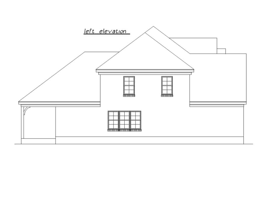 Home Plan Left Elevation of this 4-Bedroom,2267 Sq Ft Plan -203-1044