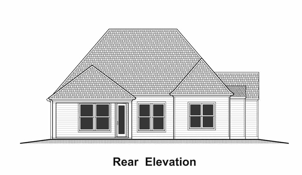 Home Plan Rear Elevation of this 3-Bedroom,1693 Sq Ft Plan -204-1000