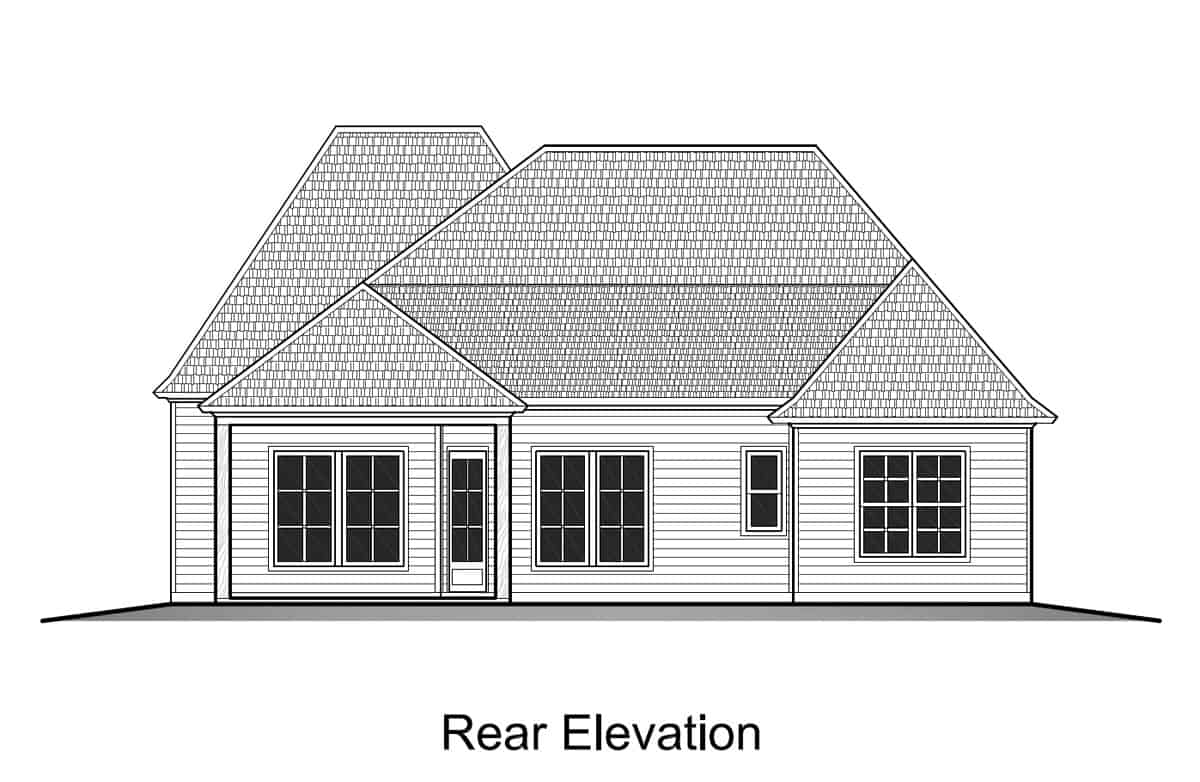 Home Plan Rear Elevation of this 4-Bedroom,1793 Sq Ft Plan -204-1002