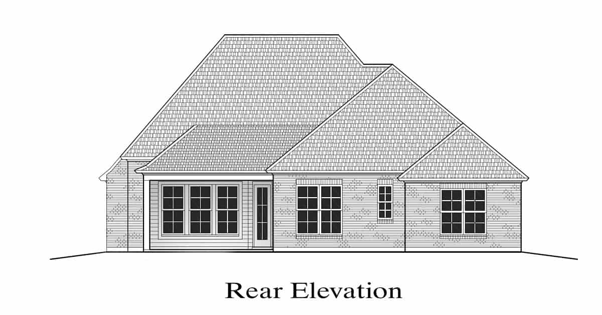 Home Plan Rear Elevation of this 3-Bedroom,1794 Sq Ft Plan -204-1003