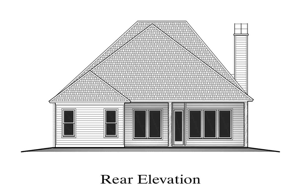Home Plan Rear Elevation of this 4-Bedroom,2021 Sq Ft Plan -204-1006