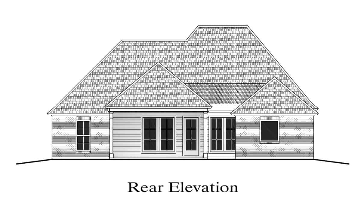 Home Plan Rear Elevation of this 4-Bedroom,2073 Sq Ft Plan -204-1007