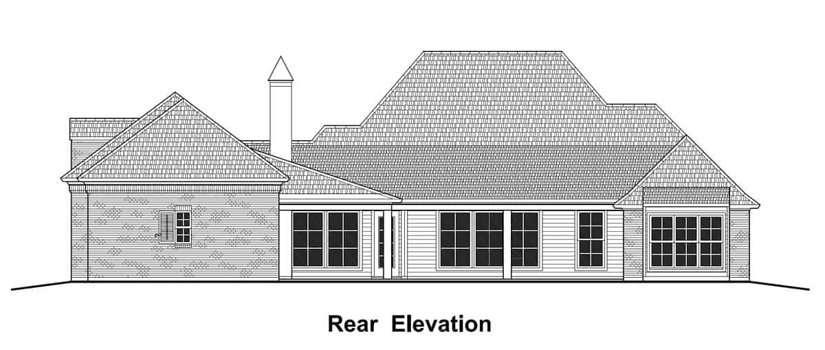 Home Plan Rear Elevation of this 4-Bedroom,3274 Sq Ft Plan -204-1012