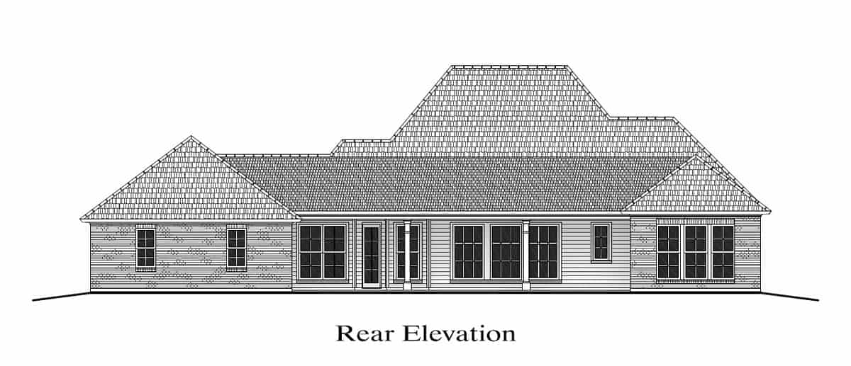 Home Plan Rear Elevation of this 4-Bedroom,2800 Sq Ft Plan -204-1013