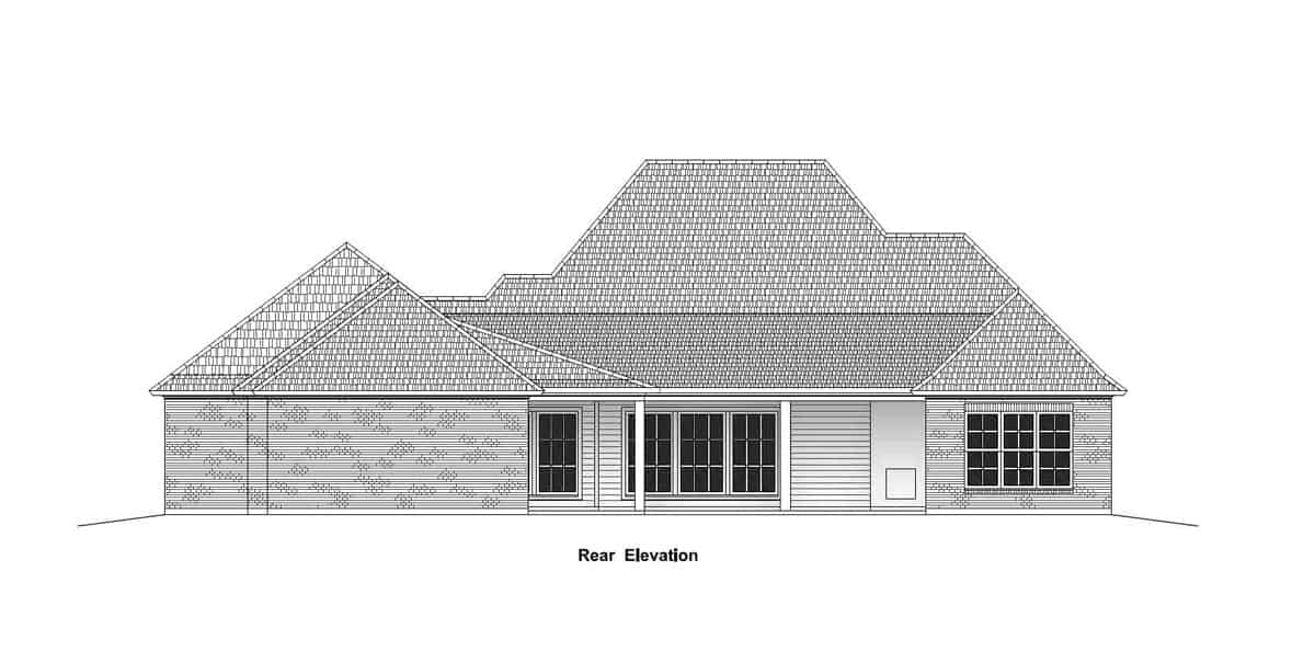 Home Plan Rear Elevation of this 4-Bedroom,2963 Sq Ft Plan -204-1014
