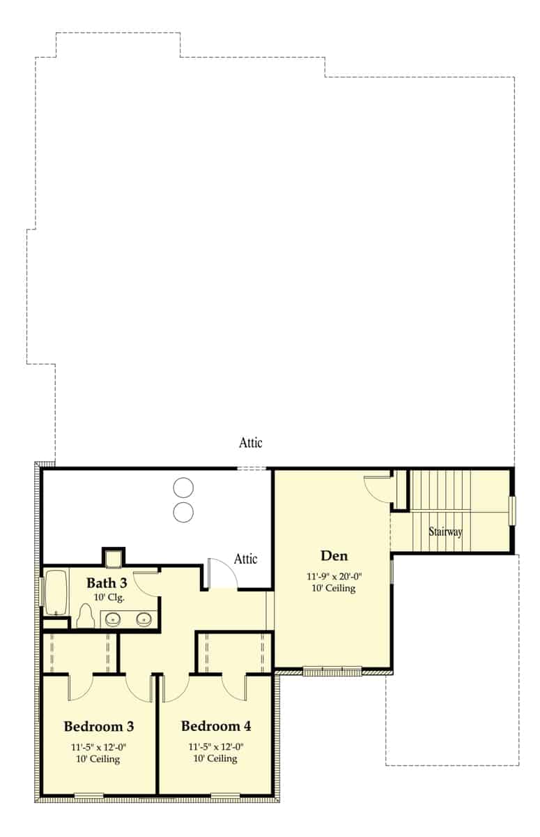 Floor Plan Upper Level of Farmhouse Plan #204-1016