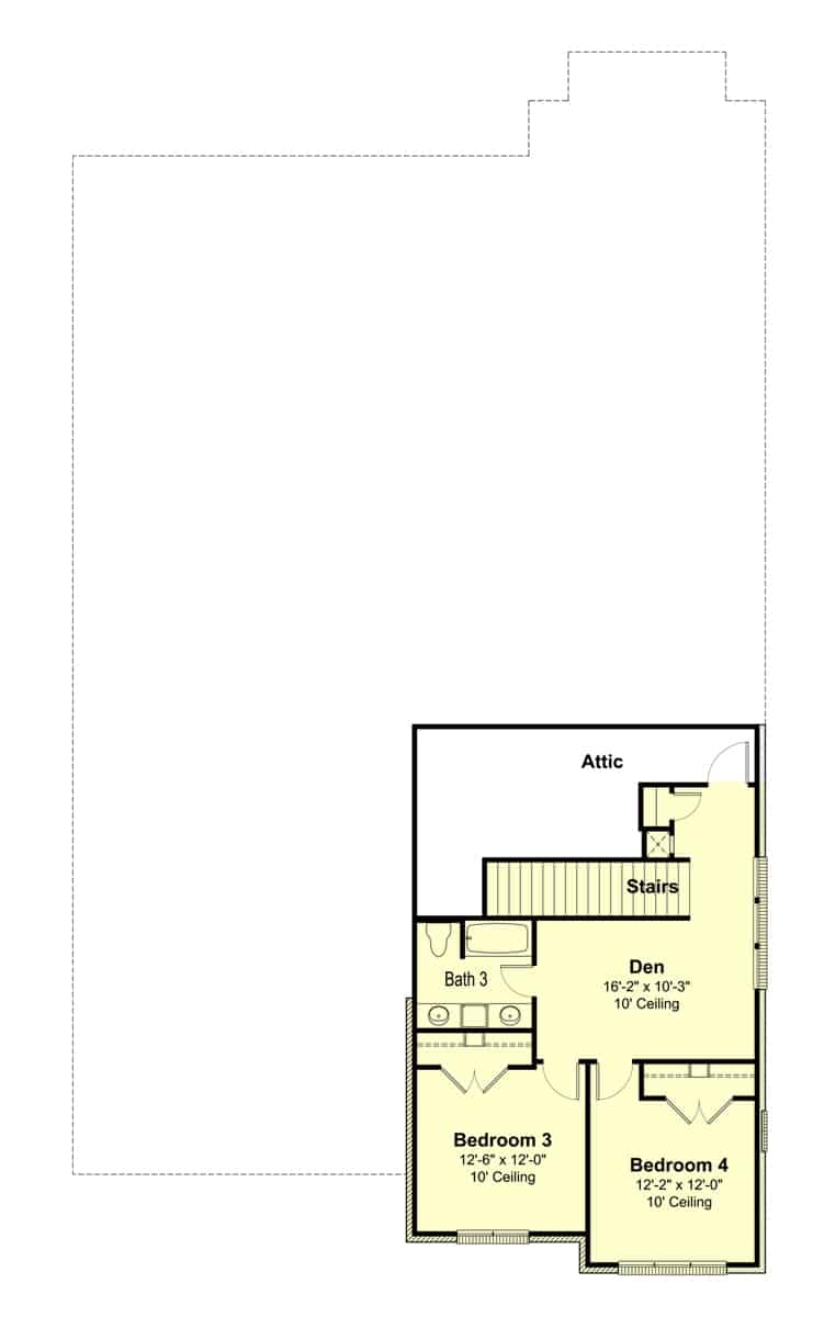 Floor Plan Upper Level of Southern Plan #204-1017