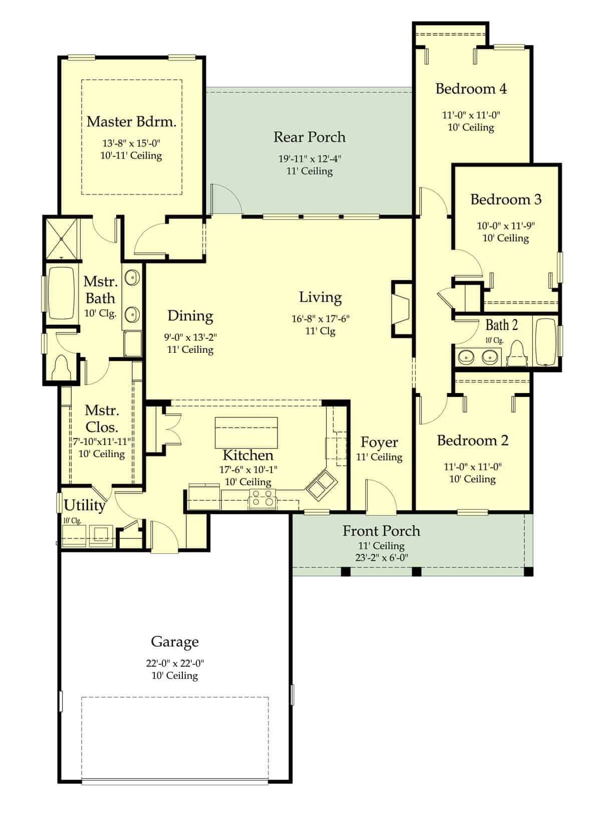 Main Level of Ranch Plan #204-1021