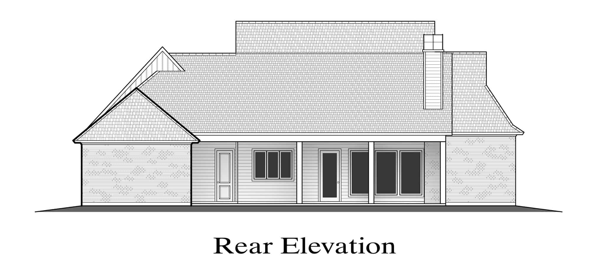 Home Plan Rear Elevation of this 4-Bedroom,2911 Sq Ft Plan -204-1023