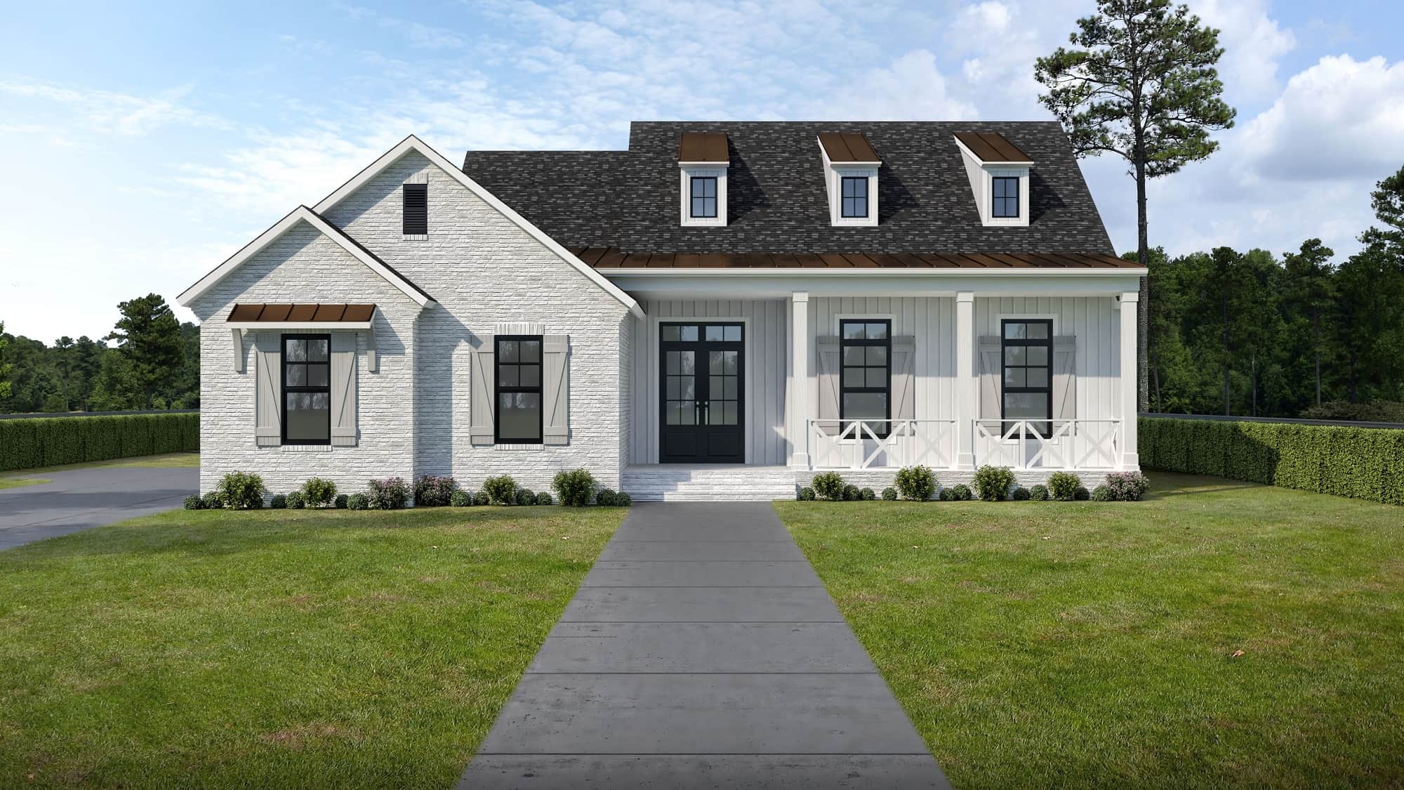 Front elevation of Modern Farmhouse home (ThePlanCollection: House Plan #204-1025)