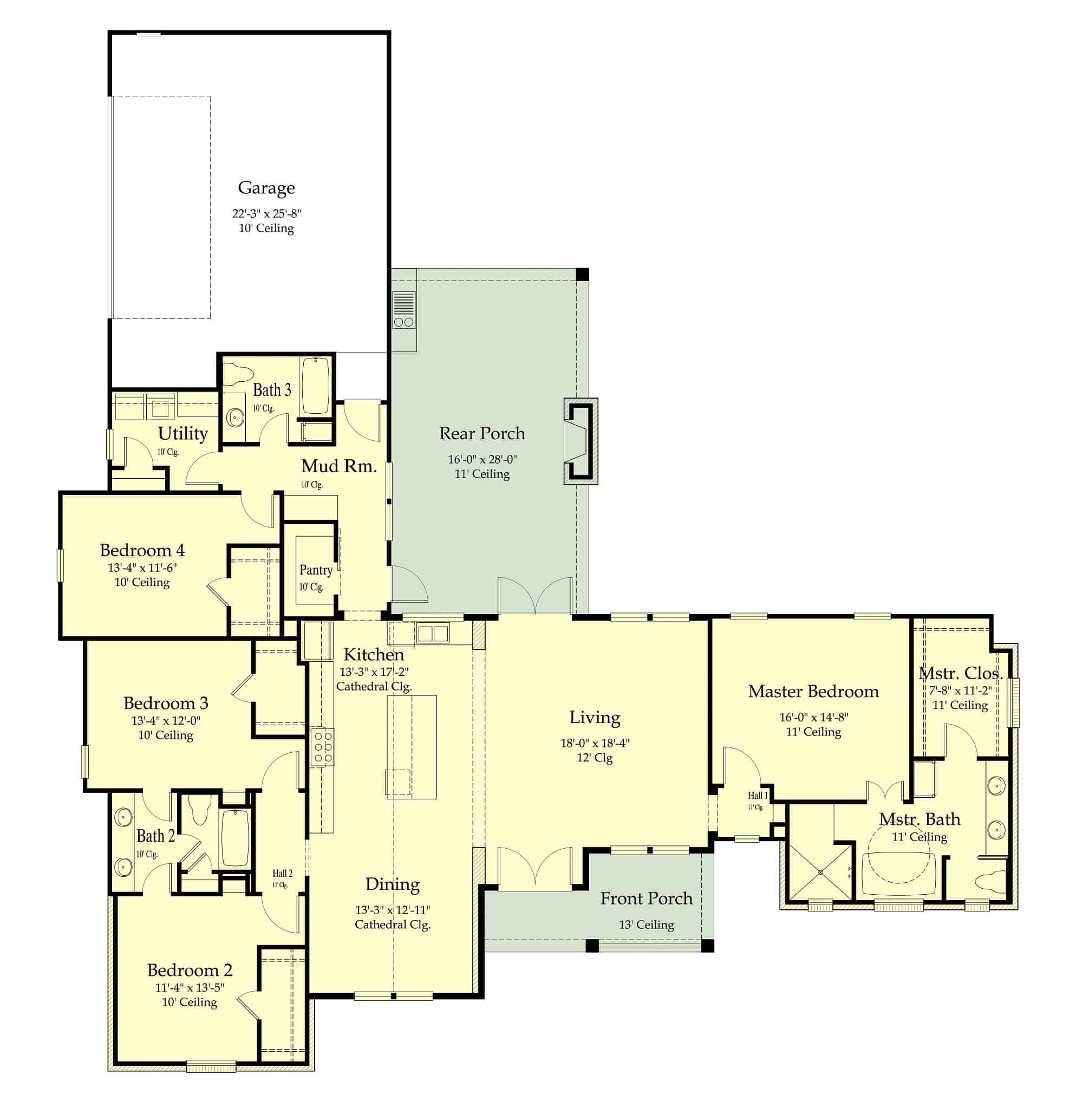 Main Level of Ranch Plan #204-1028