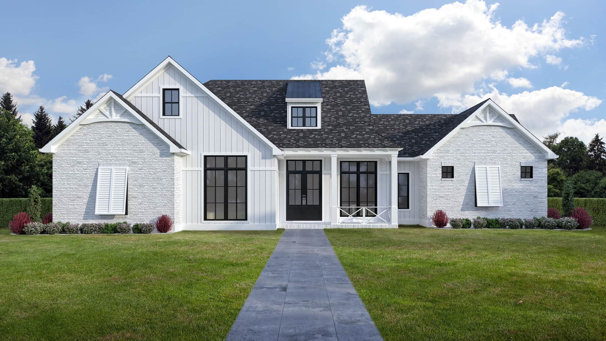Front elevation of Ranch home (ThePlanCollection: House Plan #204-1028)