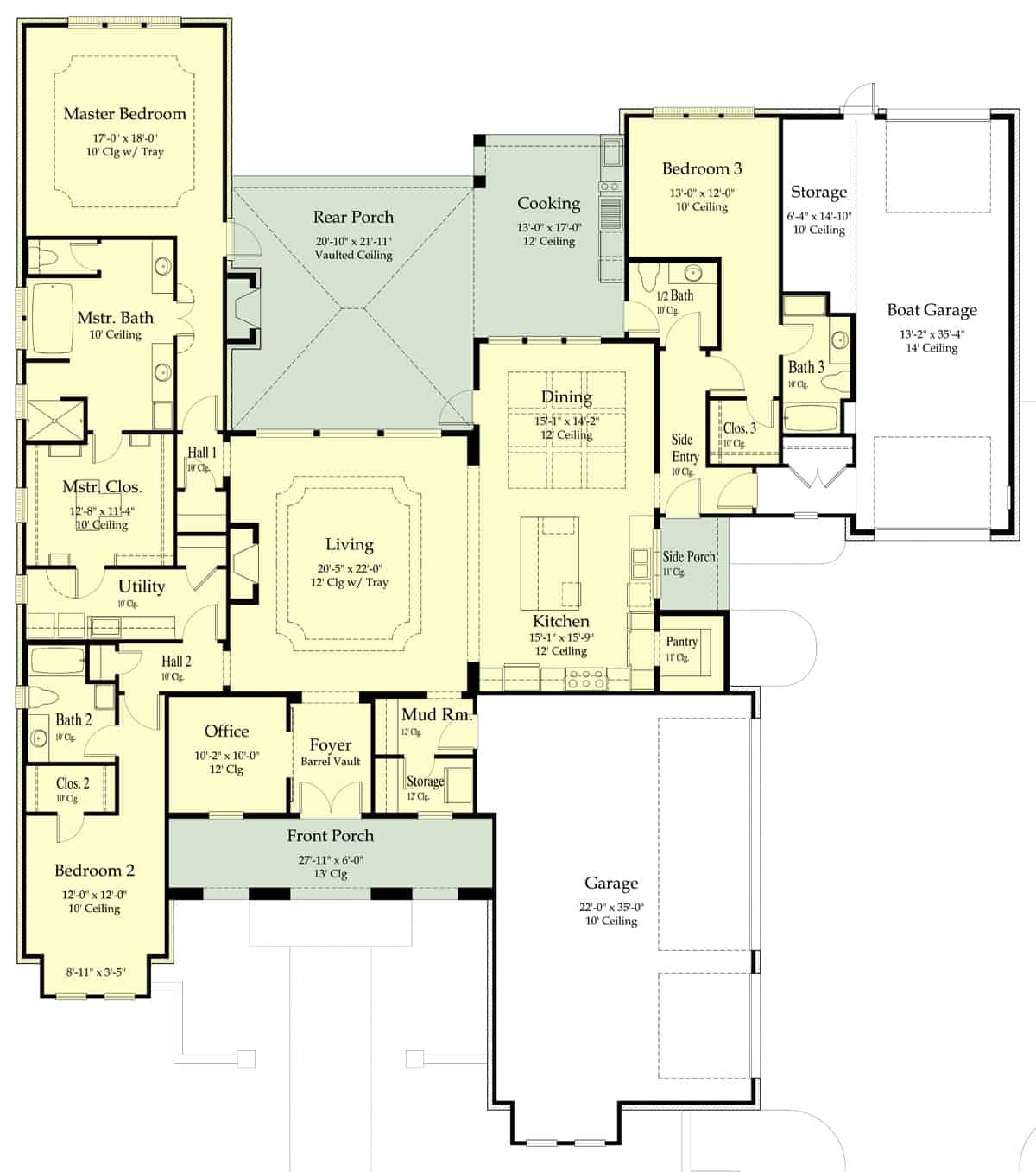 Main Level of Ranch Plan #204-1029