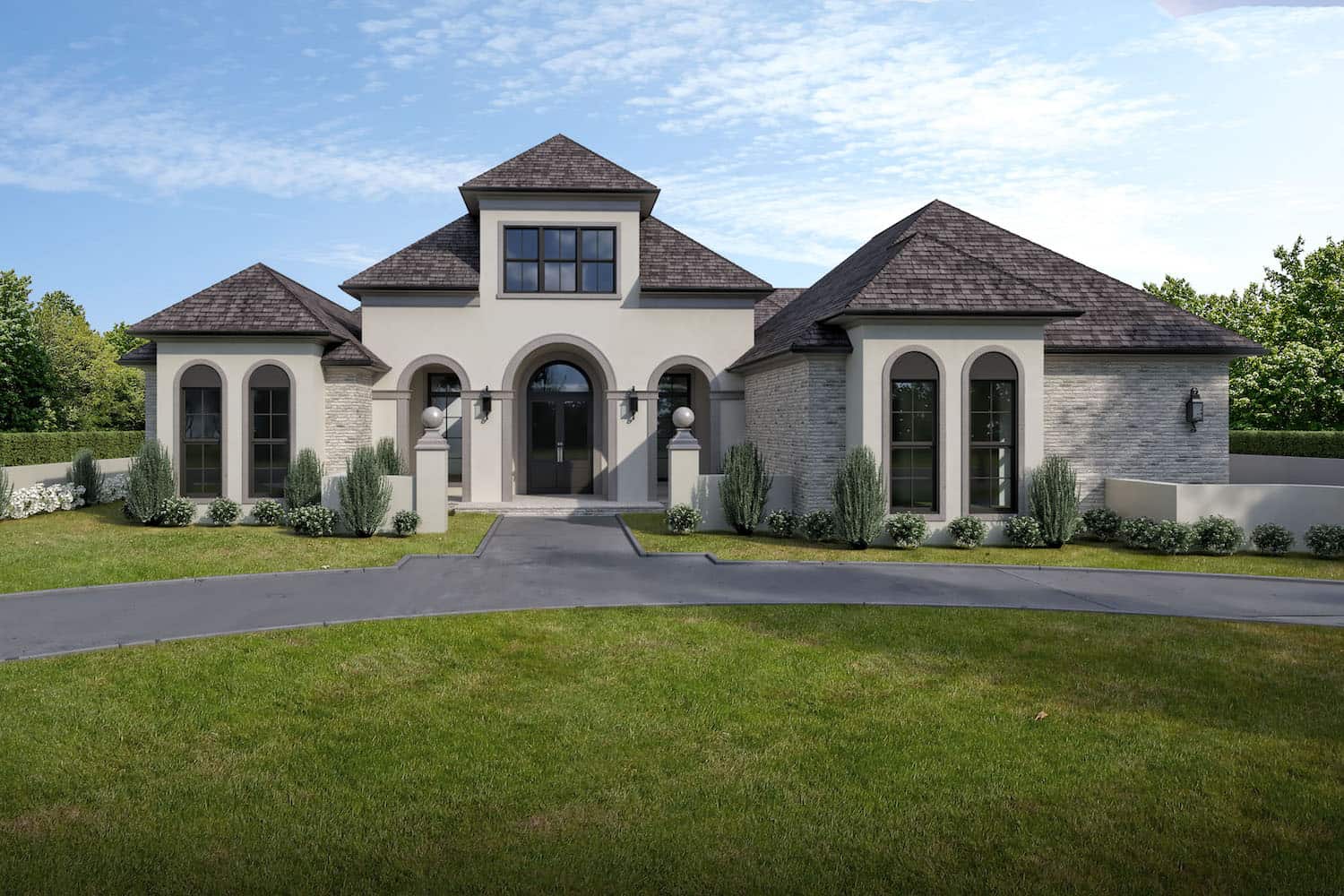Front elevation of Ranch home (ThePlanCollection: House Plan #204-1029)