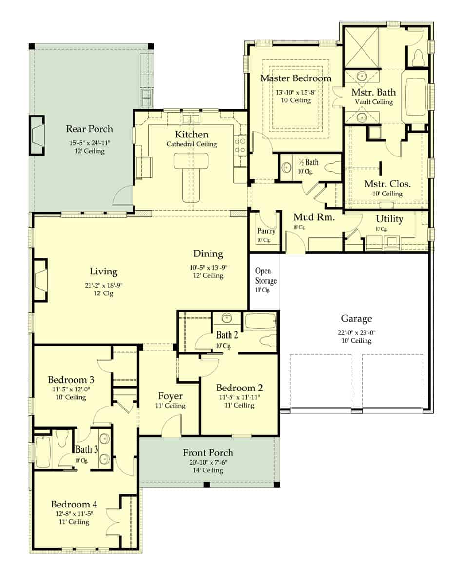 Main Level of Ranch Plan #204-1030
