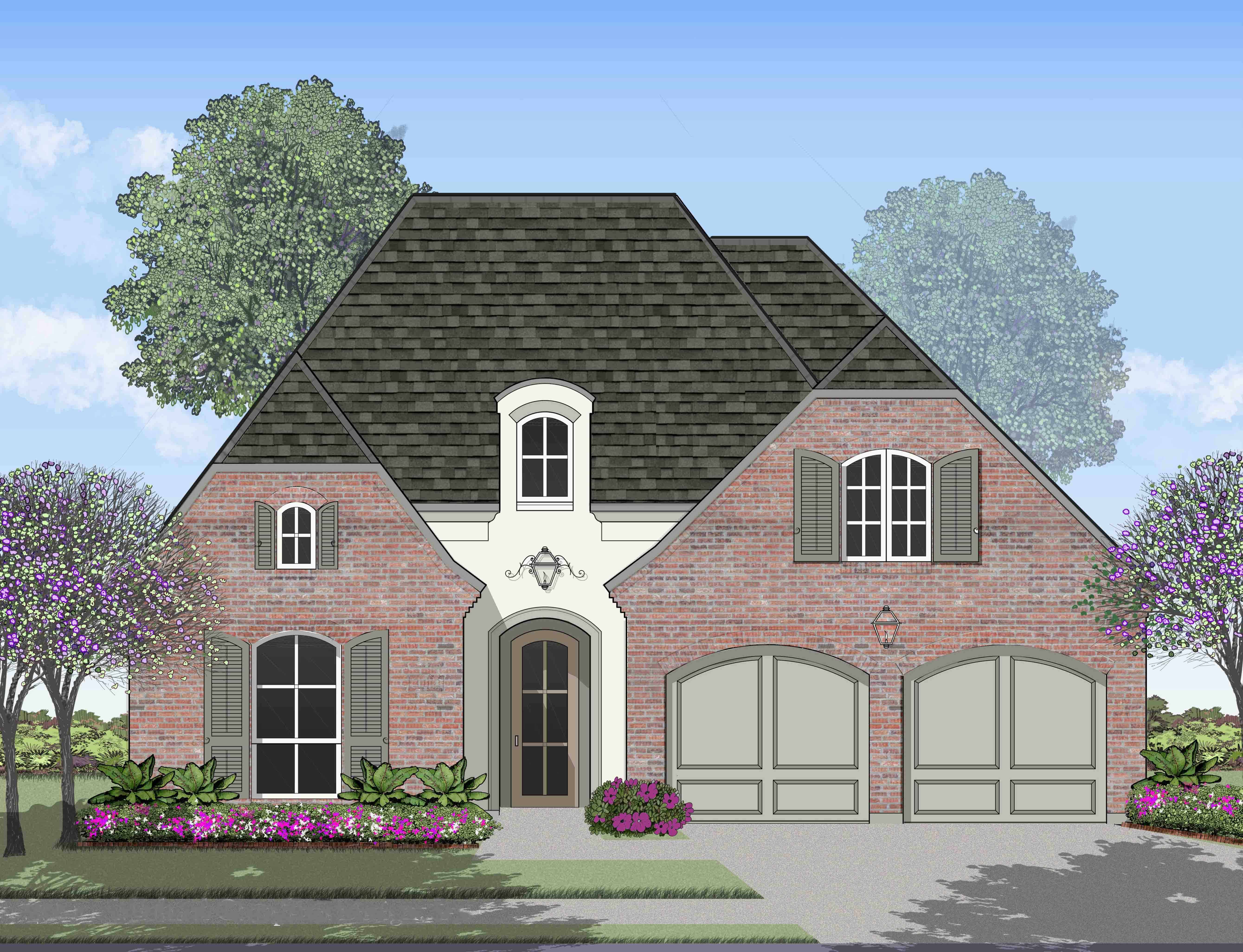 Front elevation of European home (ThePlanCollection: House Plan #204-1032)